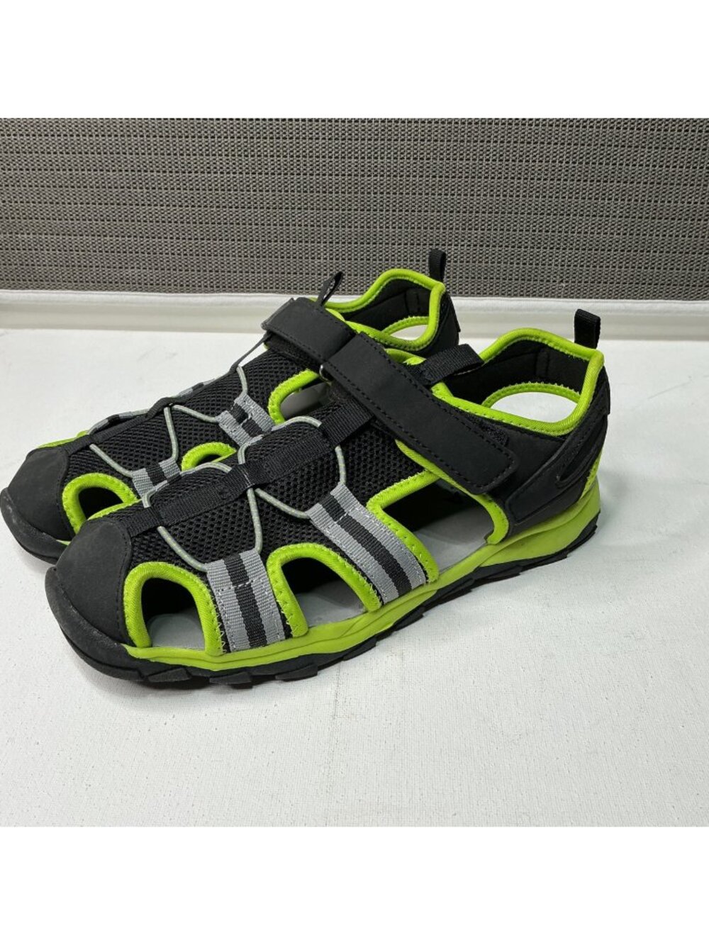 Sonoma Boys Black & Neon Green Sport Sandals Size 6 Adjustable Strap